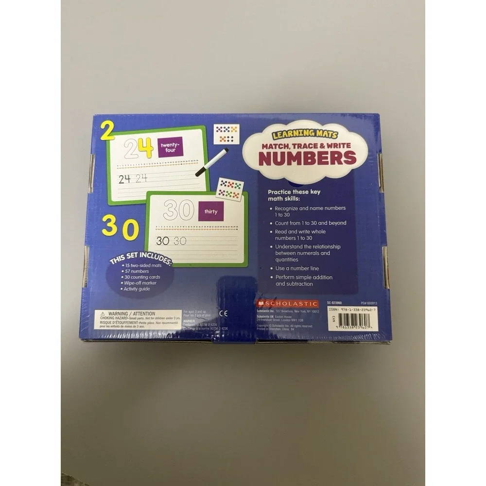 Scholastic Learning Mats: Match, Trace & Write Numbers Sealed, Brand New!